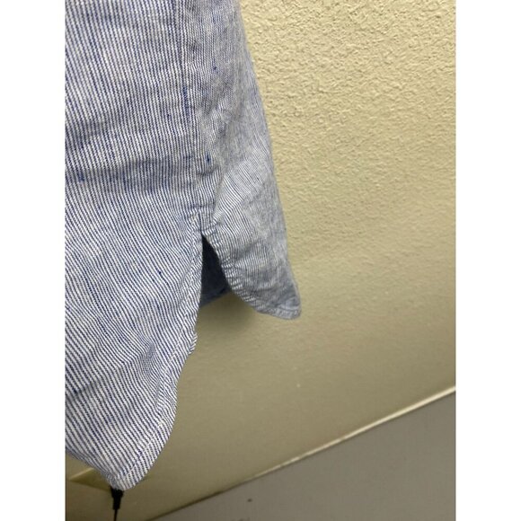 Copenhagen Delights Linen Modal Blue White Striped Button Up Shirt Dress size XS - Picture 10 of 15